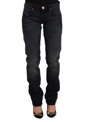 Acht Black Washed Cotton Skinny Denim Low Waist Jeans - W26
