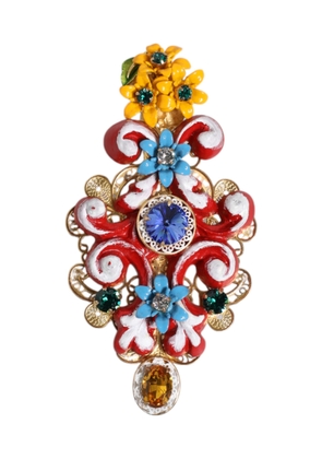 Multicolor Spring CARRETTO Gold Brass Crystal Hair Clip