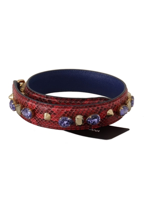 Dolce & Gabbana Red Exotic Leather Crystals Bag Shoulder Strap