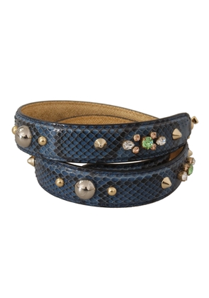 Dolce & Gabbana Blue Exotic Leather Crystals Shoulder Strap