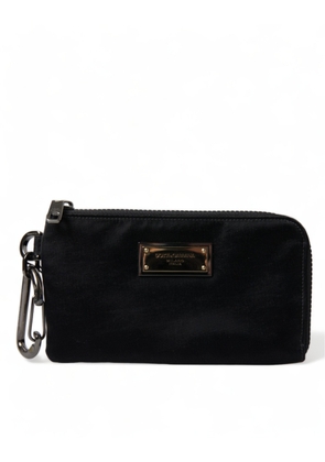 Dolce & Gabbana  Black Nylon Logo Plaque Keyring Pouch Clutch Bag