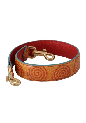 Dolce & Gabbana Orange Leather Swirl Print Bag Shoulder Strap