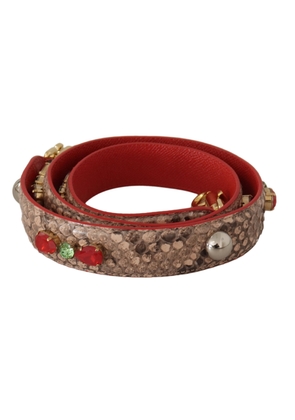 Dolce & Gabbana Brown Python Leather Crystals Shoulder Strap
