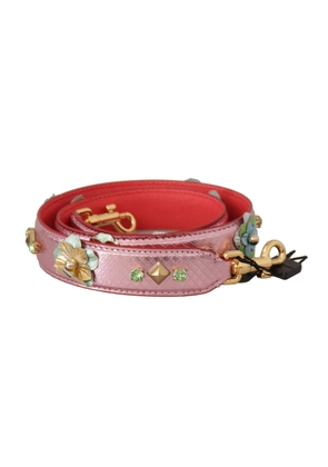 Dolce & Gabbana Metallic Pink Leather Studded Shoulder Strap