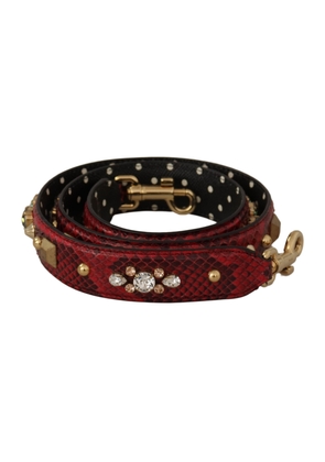 Dolce & Gabbana Red Python Leather Crystals Reversible Shoulder Strap