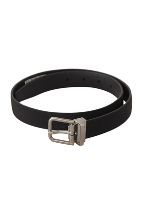 Dolce & Gabbana Black Canvas Leather Silver Tone Metal Buckle Belt - 70 cm / 28 Inches