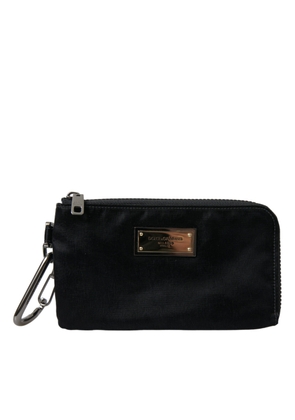 Dolce & Gabbana Black Nylon Logo Plaque Keyring Pouch Clutch Bags