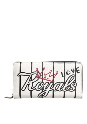 White Leather DG Crown Royals Continental Zip Around Wallet