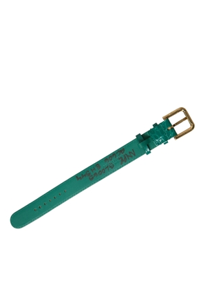 Dolce & Gabbana Green Textured Leather Gold Tone Metal Buckle Neckband