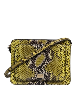 Green Exotic Leather DG Plaque Crossbody Clutch Bag