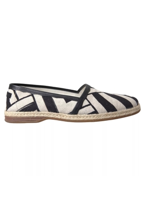 Dolce & Gabbana Black White Stripes Slip On Espadrille Shoes - EU41/US8