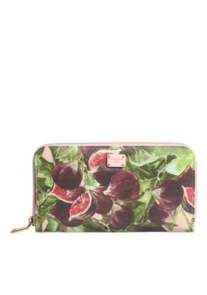Multicolor Fig Fruit Dauphine Leather Zip Around Continental Wallet