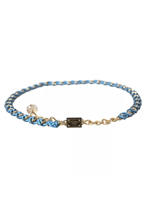 Blue Braided Gold Brass Chain Waist Belt - 80 cm / 32 Inches
