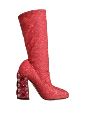 Pink Crystal Lurex Fantasy High Boots Shoes - EU37/US7