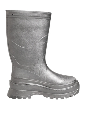 Metallic Silver Pull On Rain Boots Shoes - EU42/US9