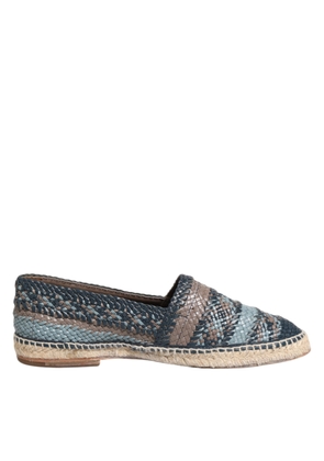 Blue Gray Woven Leather Buffalo Espadrille Shoes - EU42/US9