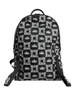 Black White DG Crown Logo Nylon Backpack Bag