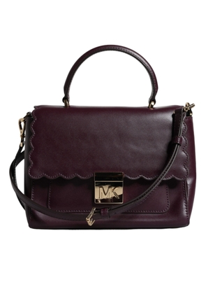 Purple Leather Logo Plaque Crossbody MINDY Satchel Bag