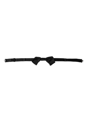 Black Satin Silk Adjustable Neck Men Bow Tie