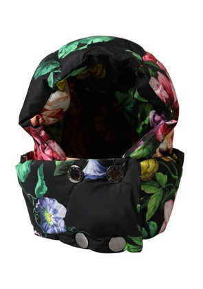 Black Floral Print Whole Head Wrap Hat