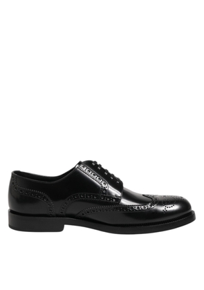 Black Leather Derby Wingtip Formal Shoes - EU40/US7