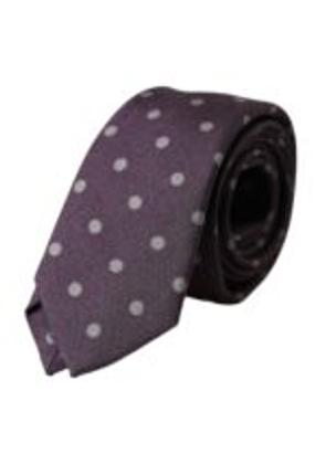 Purple 100% Silk Polka Dot Adjustable Men Tie