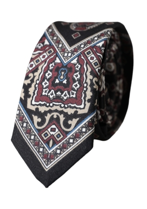 Black Printed 100% Silk Adjustable Men Tie