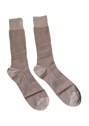Brown Solid DG Logo Mid Calf Men Socks - L