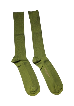 Green Cotton Logo Over The Calf Socks - L