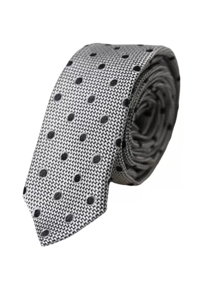 Black White Dot Fantasy Silk Adjustable Men Tie