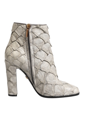 Off White Leather Heels Ankle Boots Shoes - EU39/US8.5