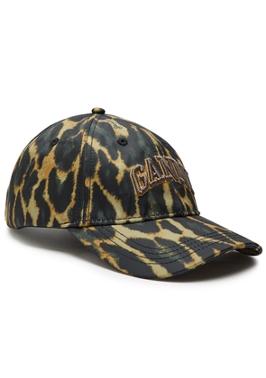 Ganni Logo-embroidered Leopard-print Nylon cap - Black - One Size