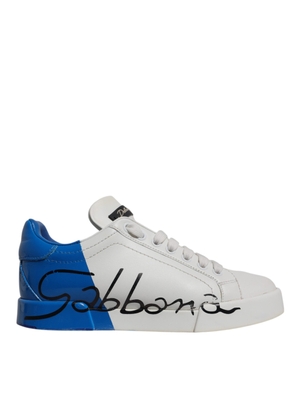 White Blue Logo Portofino Sneakers Shoes - EU35/US4.5