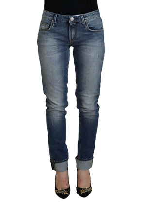 Blue Washed Cotton Low Waist Women Casual Jeans - W26