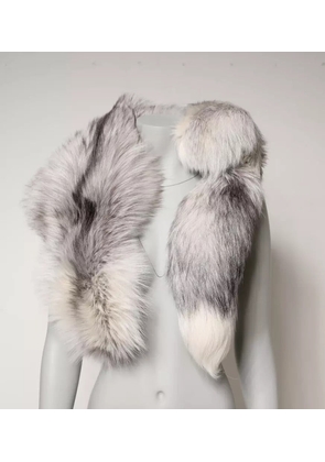 White Fox Fur Neck Wrap Warmer Winter Scarf