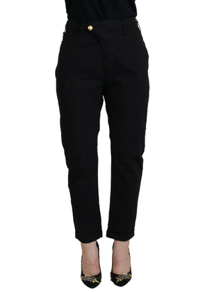 Black Cotton Baggy High Waist Women Pants - W28