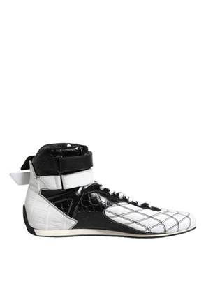 Black White Leather High Top Sneakers Shoes - EU44/US11