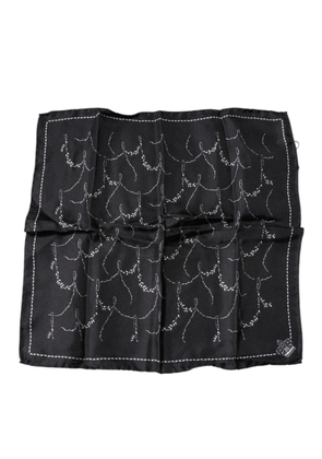 Black Patterned Silk Handkerchief Scarf