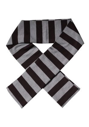 Black Gray Stripes Wool Neck Wrap Scarf