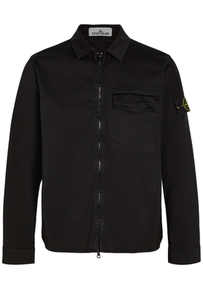 Stone Island Classic Logo Stretch-cotton Overshirt - Black - S