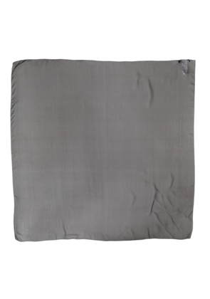 Gray Black Silk Square Women Foulard Scarf