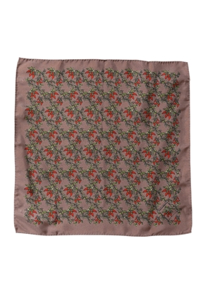 Brown Chilis Silk Square Men Foulard Scarf