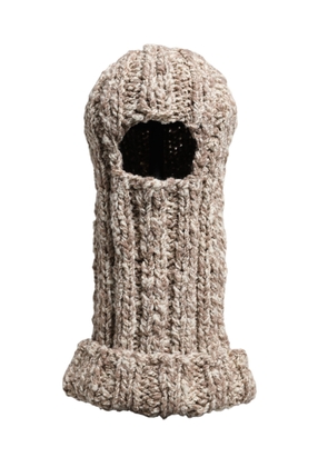 Beige Wool Knitted Ski Mask Balaclava Hat