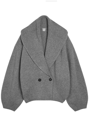 Toteme Shawl Lapel Ribbed Wool-blend Cardigan - Grey - M (UK12 / M)