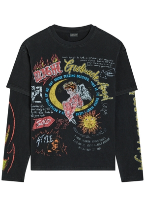 God Made Angel Printed Long-sleeve T-shirt - Black - M