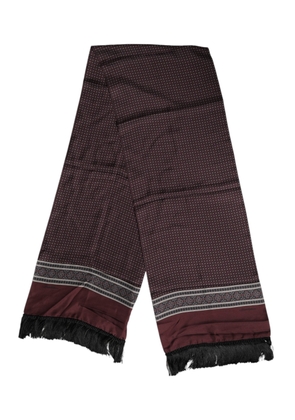 Maroon Dotted Silk Fringes Foulard Scarf