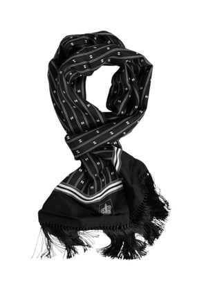 Black Silk Printed Fringes Men Foulard Scarf