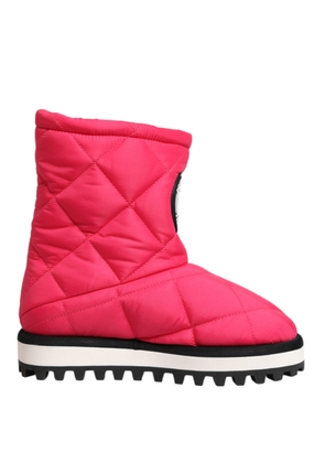 Pink White Viscose Padded Mid Calf Boots Shoes - EU35/US4.5