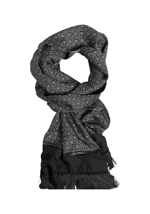 Black Patterned Fringes Men Foulard Scarf