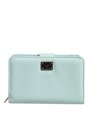 Mint Green Leather Bifold Continental Clutch Wallet